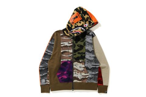 A BATHING APEから DESERT CAMO、1ST CAMO、COLOR CAMOをパッチワークのように組み合わせた「BAPE CRAZY CAMO ITEMS」が2/20 発売 (ア ベイシング エイプ)