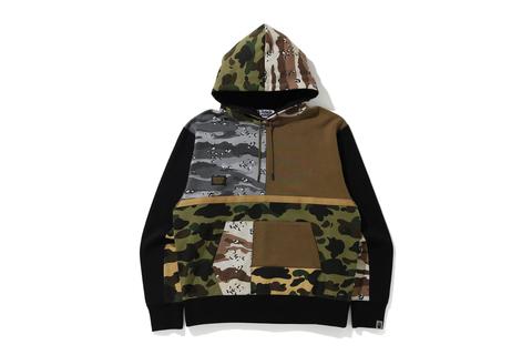 A BATHING APEから DESERT CAMO、1ST CAMO、COLOR CAMOをパッチワークのように組み合わせた「BAPE CRAZY CAMO ITEMS」が2/20 発売 (ア ベイシング エイプ)