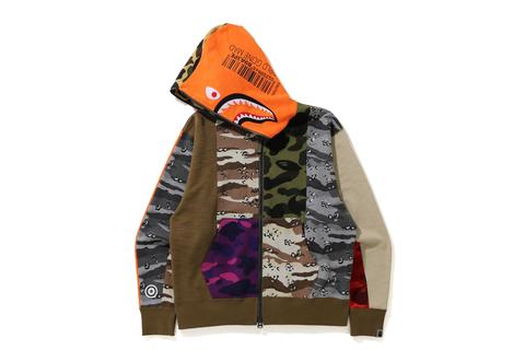 A BATHING APEから DESERT CAMO、1ST CAMO、COLOR CAMOをパッチワークのように組み合わせた「BAPE CRAZY CAMO ITEMS」が2/20 発売 (ア ベイシング エイプ)