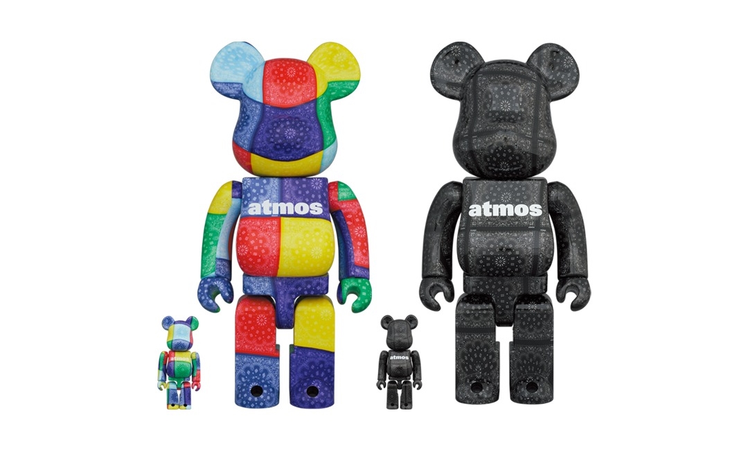 2/27 発売！BE@RBRICK × atmos BANDANA “Black/Multi” 100% & 400% (ベアブリック アトモス バンダナ “ブラック/マルチ”)