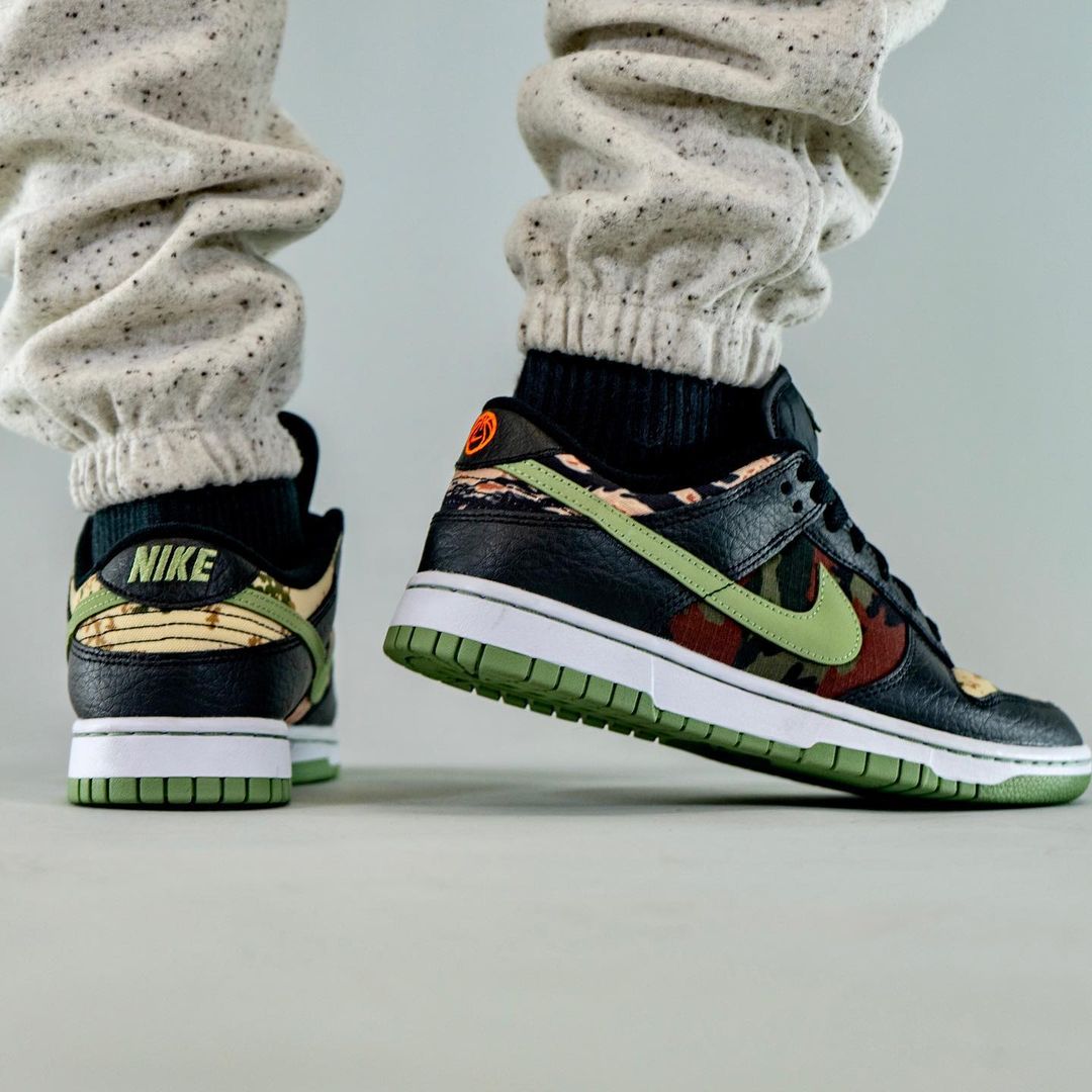 【国内 7/16、7/30 発売予定】ナイキ ダンク ロー SE “マルチカモ/ブラック/オイルグレー” (NIKE DUNK LOW SE “Multi Camo/Black/Oil Green”) [DH0957-001]