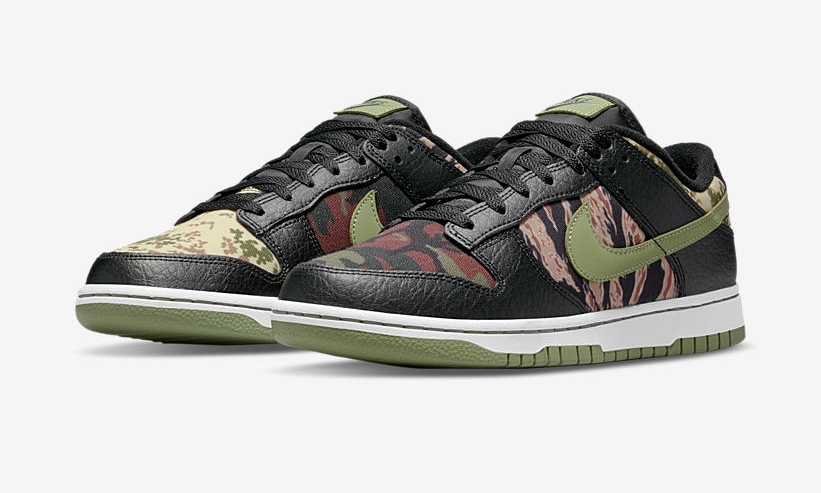 【国内 7/16、7/30 発売予定】ナイキ ダンク ロー SE “マルチカモ/ブラック/オイルグレー” (NIKE DUNK LOW SE “Multi Camo/Black/Oil Green”) [DH0957-001]