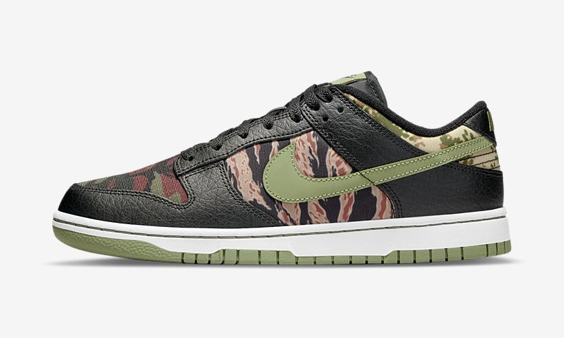 【国内 7/16、7/30 発売予定】ナイキ ダンク ロー SE “マルチカモ/ブラック/オイルグレー” (NIKE DUNK LOW SE “Multi Camo/Black/Oil Green”) [DH0957-001]