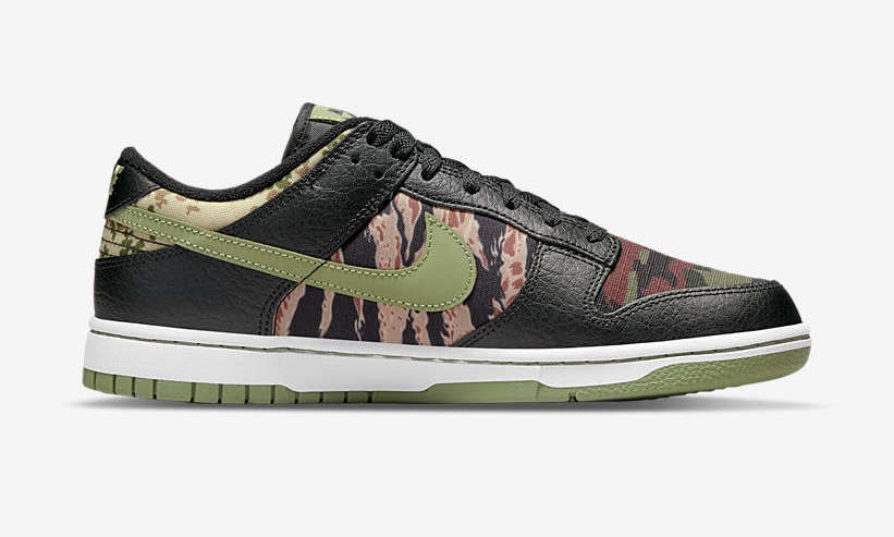 【国内 7/16、7/30 発売予定】ナイキ ダンク ロー SE “マルチカモ/ブラック/オイルグレー” (NIKE DUNK LOW SE “Multi Camo/Black/Oil Green”) [DH0957-001]