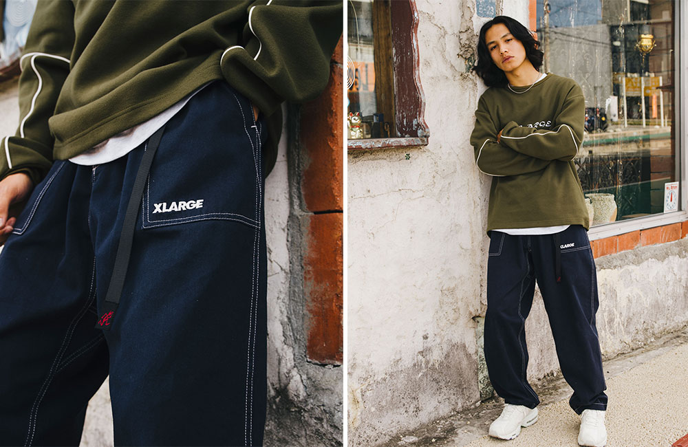 XLARGE × GRAMICCI 最新作では、リゾートパンツをルーズテーパードのシルエットにリサイズし、ベイカーポケットなどミリタリーのディテールを取り入れた新作モデルが3/6 発売 (エクストララージ グラミチ)