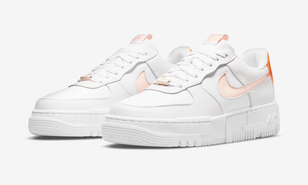 ナイキ ウィメンズ エア フォース 1 ロー ピクセル “ホワイト/オレンジ” (NIKE WMNS AIR FORCE 1 LOW PIXEL “White/Orange”) [DM3036-100]