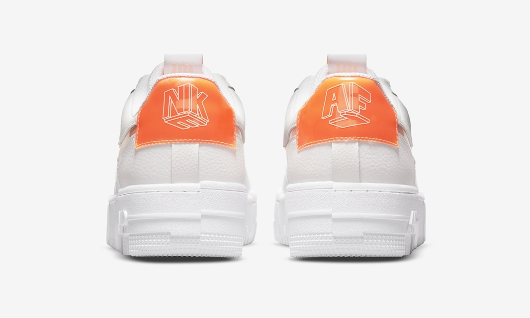 ナイキ ウィメンズ エア フォース 1 ロー ピクセル “ホワイト/オレンジ” (NIKE WMNS AIR FORCE 1 LOW PIXEL “White/Orange”) [DM3036-100]