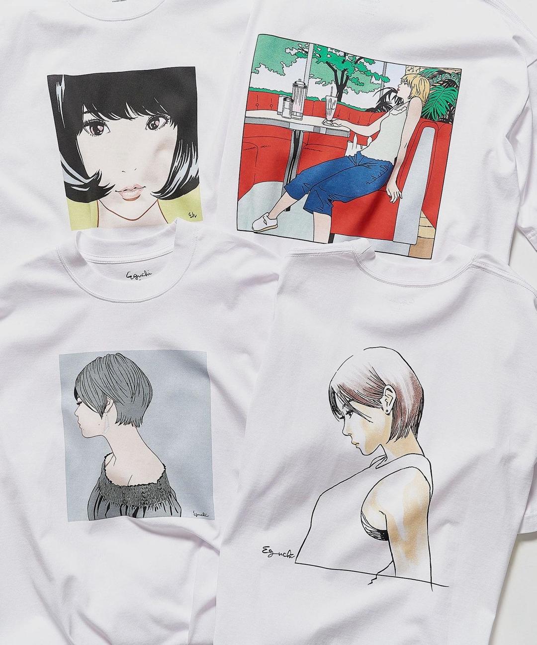 江口寿史 × BEAUTY&YOUTH 「彼女」」シリーズからのアーカイブをプリントした「KANOJO TEE/Tシャツ」が4月中旬発売 (ビューティアンドユース)