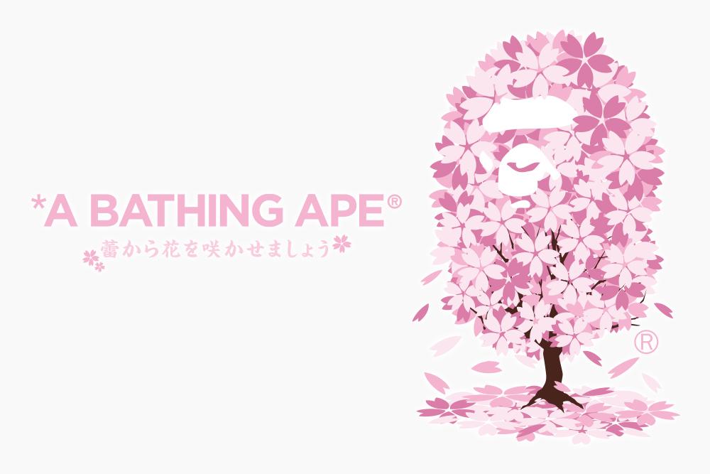 A BATHING APEからAPE HEADを桜の木に象ったデザインや日本の風景に桜を散りばめたスペシャルTEE 2型が3/27 発売 (ア ベイシング エイプ)