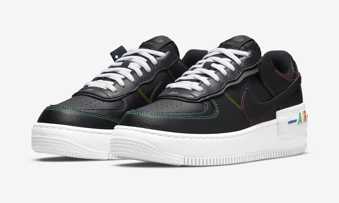 ナイキ ウィメンズ エア フォース 1 ロー シャドウ “マルチステッチ/ブラック” (NIKE WMNS AIR FORCE 1 LOW SHADOW “Multi Stitch/Black”) [DJ5998-001]