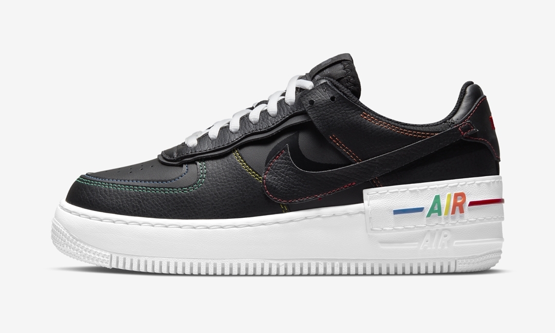 ナイキ ウィメンズ エア フォース 1 ロー シャドウ “マルチステッチ/ブラック” (NIKE WMNS AIR FORCE 1 LOW SHADOW “Multi Stitch/Black”) [DJ5998-001]