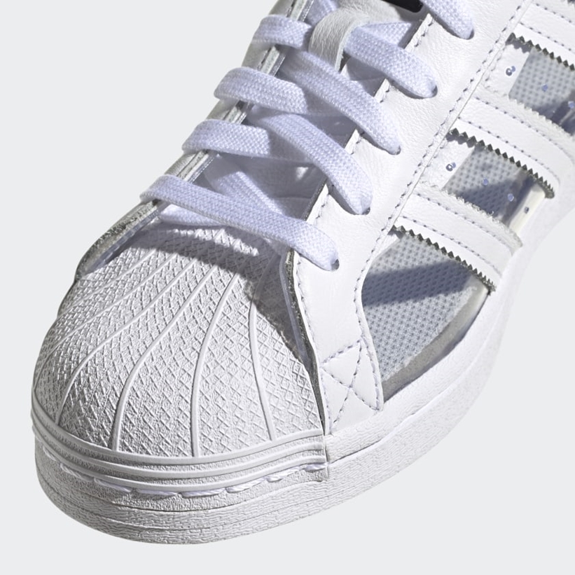 【ZOZO 限定】中に履いたソックスを引き立てる、透明なスーパースター！adidas Originals SUPERSTAR “White/Grey” (アディダス オリジナルス スーパースター “ホワイト/グレー”) [FZ0245]