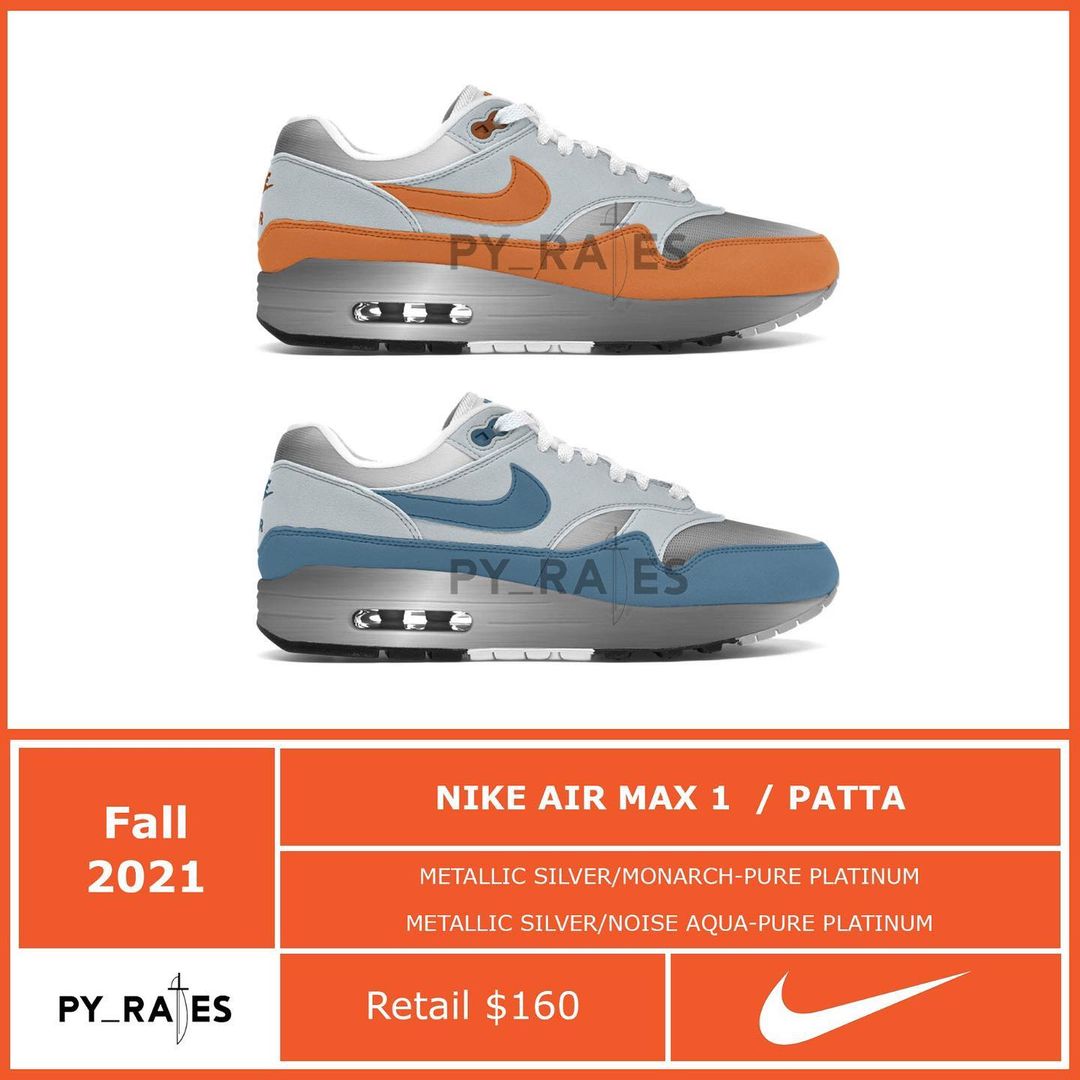 【国内 10/15、11/4、11/25、12/10 発売】PATTA × NIKE AIR MAX 1 “Metallic Silver/Monarch/Aqua Noise/Night Maroon” (パタ ナイキ エア マックス 1 “モナーク/アクアノイズ/ナイトマルーン”) [DH1348-001/DH1348-004/DO9549-001/DQ0299-001]