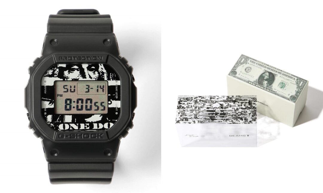 5月上旬発売！BEAMS T × G-SHOCK × KOUSUKE KAWAMURA / 別注 DW 5600-E "1 dollar bill shredded" (ビームス T Gショック ジーショック 河村康輔)