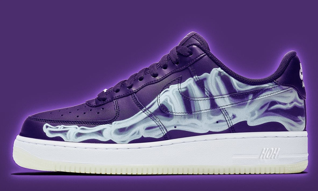 【国内 10/21、12/23 発売】ナイキ エア フォース 1 ロー “ハロウィン 2021/パープルスケルトン” (NIKE AIR FORCE 1 LOW “Halloween 2021/Purple Skeleton”) [CU8067-500/DC8891-001]