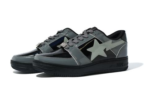 BAPE STA 新作！人気のパテント素材を使用した「BAPE STA LOW “Black/White”」が4/10 発売 (A BATHING APE ア ベイシング エイプ)