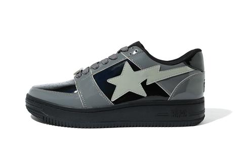 BAPE STA 新作！人気のパテント素材を使用した「BAPE STA LOW “Black/White”」が4/10 発売 (A BATHING APE ア ベイシング エイプ)