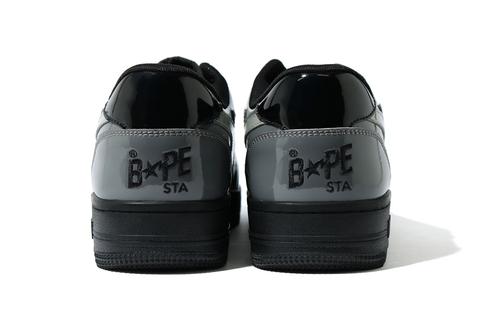 BAPE STA 新作！人気のパテント素材を使用した「BAPE STA LOW “Black/White”」が4/10 発売 (A BATHING APE ア ベイシング エイプ)