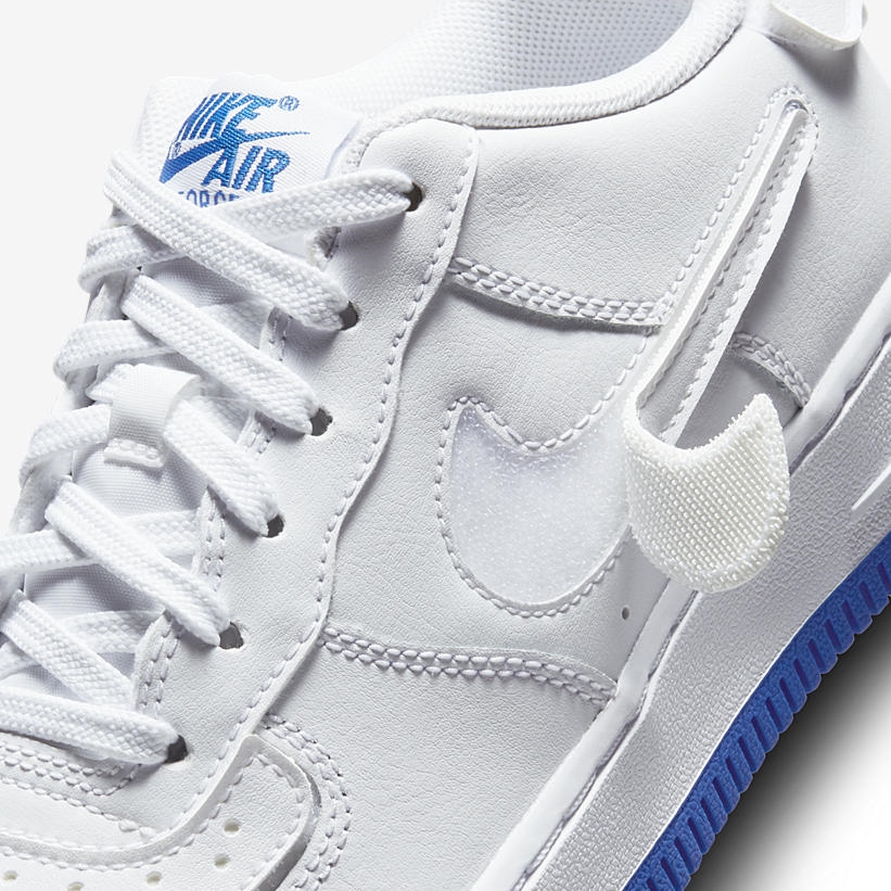 ナイキ GS エア フォース 1/1 ロー “ホワイト/サファイアブルー” (NIKE GS AIR FORCE 1/1 LOW “White/Sapphire Blue”) [DB4545-105]