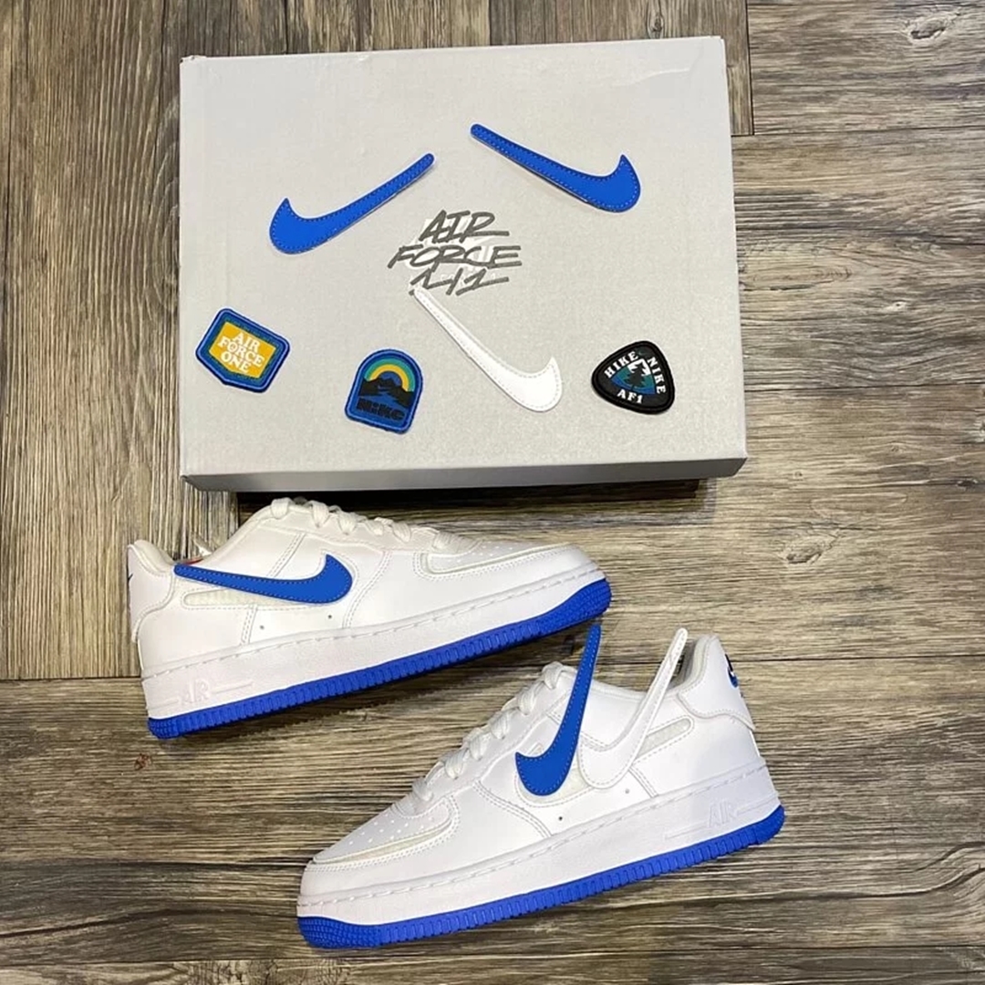 ナイキ GS エア フォース 1/1 ロー “ホワイト/サファイアブルー” (NIKE GS AIR FORCE 1/1 LOW “White/Sapphire Blue”) [DB4545-105]