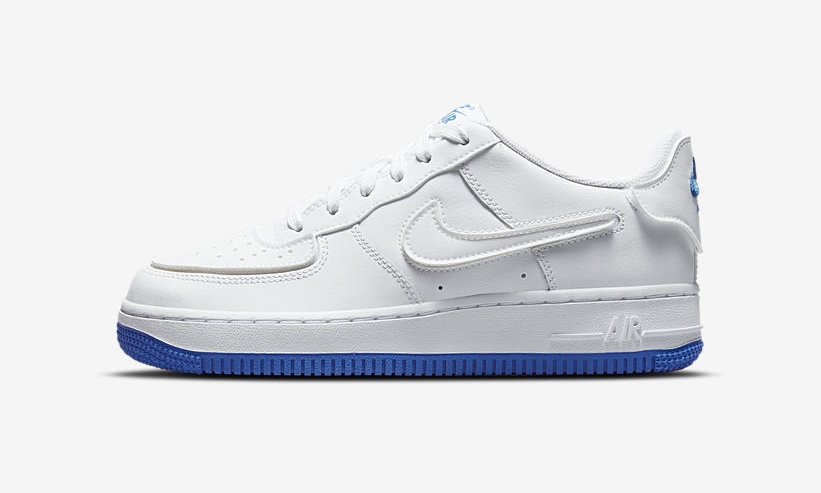 ナイキ GS エア フォース 1/1 ロー “ホワイト/サファイアブルー” (NIKE GS AIR FORCE 1/1 LOW “White/Sapphire Blue”) [DB4545-105]