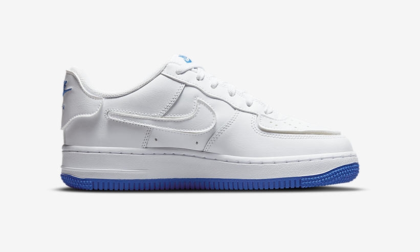 ナイキ GS エア フォース 1/1 ロー “ホワイト/サファイアブルー” (NIKE GS AIR FORCE 1/1 LOW “White/Sapphire Blue”) [DB4545-105]