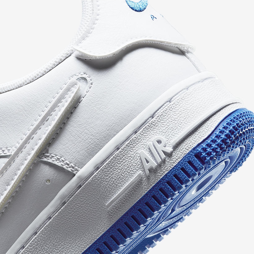 ナイキ GS エア フォース 1/1 ロー “ホワイト/サファイアブルー” (NIKE GS AIR FORCE 1/1 LOW “White/Sapphire Blue”) [DB4545-105]