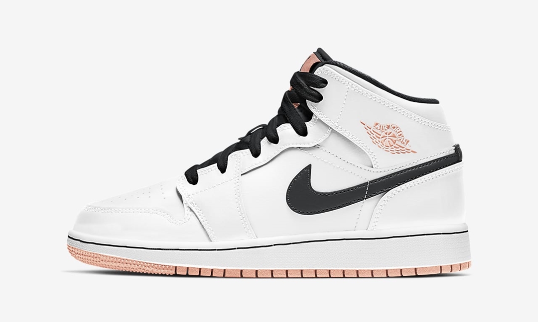 ナイキ GS エア ジョーダン 1 ミッド “ホワイト/アークティックオレンジ” (NIKE GS AIR JORDAN 1 MID “White/Arctic Orange”) [554725-180]