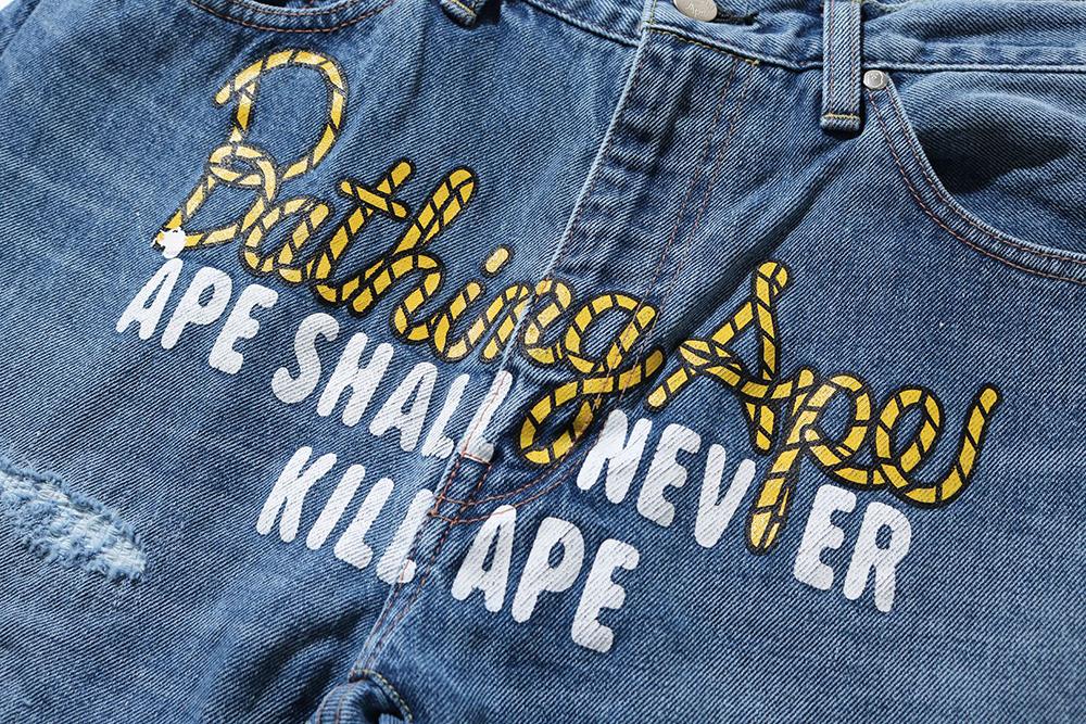 A BATHING APEからクラシックデザインをフロントに落とし込んだデニム「TYPE-05 DRIP DENIM PANTS」が4/17 発売 (ア ベイシング エイプ)