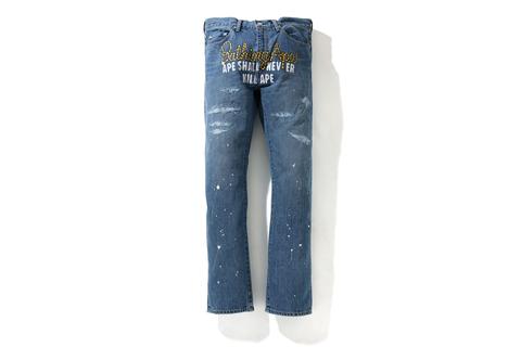 A BATHING APEからクラシックデザインをフロントに落とし込んだデニム「TYPE-05 DRIP DENIM PANTS」が4/17 発売 (ア ベイシング エイプ)