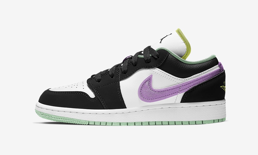 ナイキ GS エア ジョーダン 1 ロー "ホワイト/ブラック/グリーングロー" (NIKE GS AIR JORDAN 1 LOW "White/Black/Green Glow") [553560-151]