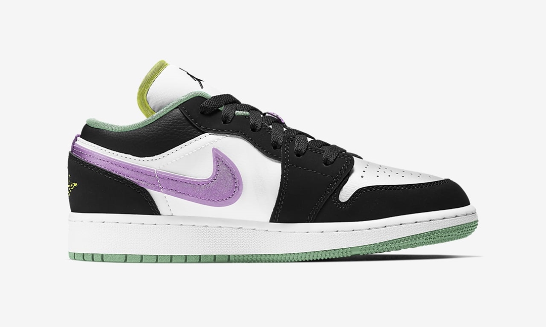 ナイキ GS エア ジョーダン 1 ロー “ホワイト/ブラック/グリーングロー” (NIKE GS AIR JORDAN 1 LOW “White/Black/Green Glow”) [553560-151]