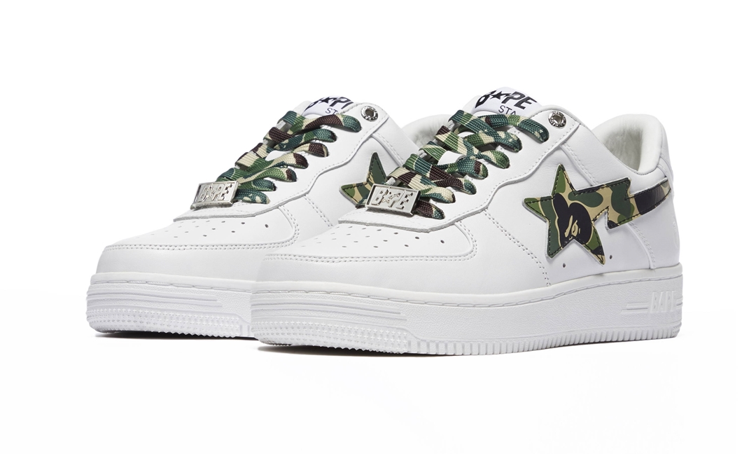 BAPE STA 新作！クラシックなホワイトレザーをベースにした「WHITE ABC CAMO」が4/24 発売 (A BATHING APE ア ベイシング エイプ)