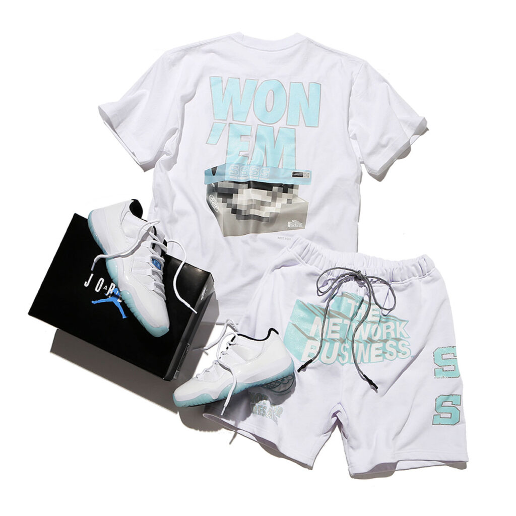 THE NETWORK BUSINESSからAIR JORDAN 11 LOW “Legend Blue”にフックアップしたTEE/ショーツが4/24 発売 (ザ・ネットワークビジネス)