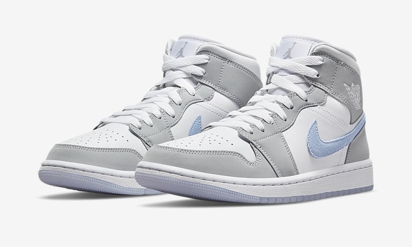 ナイキ ウィメンズ エア ジョーダン 1 ミッド “ホワイト/グレー/ブルー” (NIKE WMNS AIR JORDAN 1 MID “White/Grey/Blue”) [BQ6472-105]