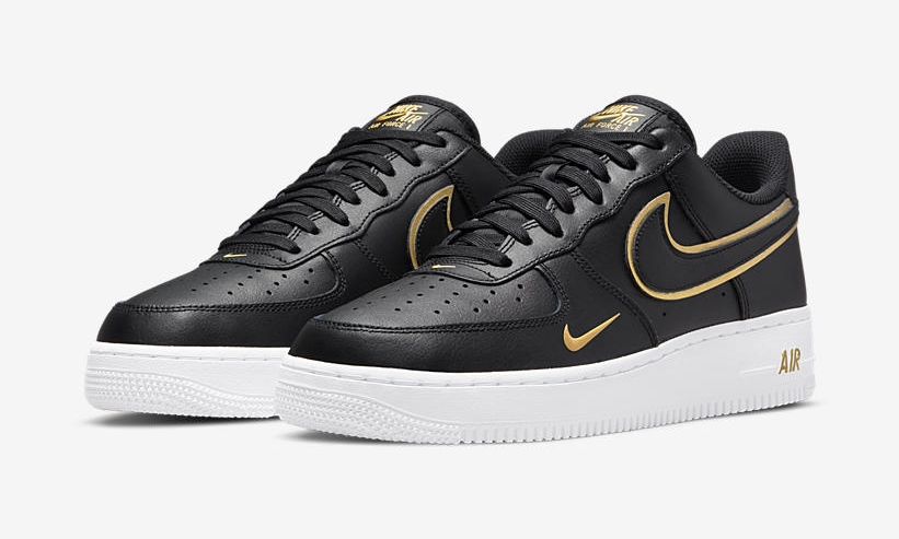 ナイキ エア フォース 1 ロー “ダブルスウッシュ/ブラック/ホワイト/メタリックゴールド” (NIKE AIR FORCE 1 LOW “Double Swoosh/Black/White/Metallic Gold”) [DA8481-001,100]