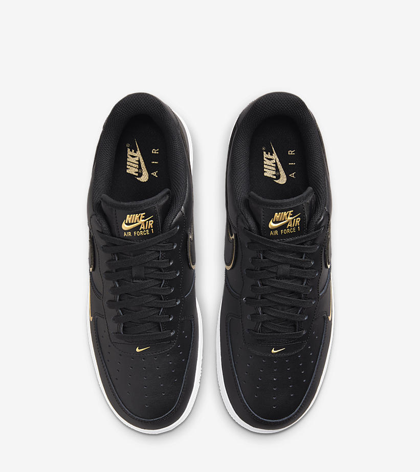 ナイキ エア フォース 1 ロー “ダブルスウッシュ/ブラック/ホワイト/メタリックゴールド” (NIKE AIR FORCE 1 LOW “Double Swoosh/Black/White/Metallic Gold”) [DA8481-001,100]