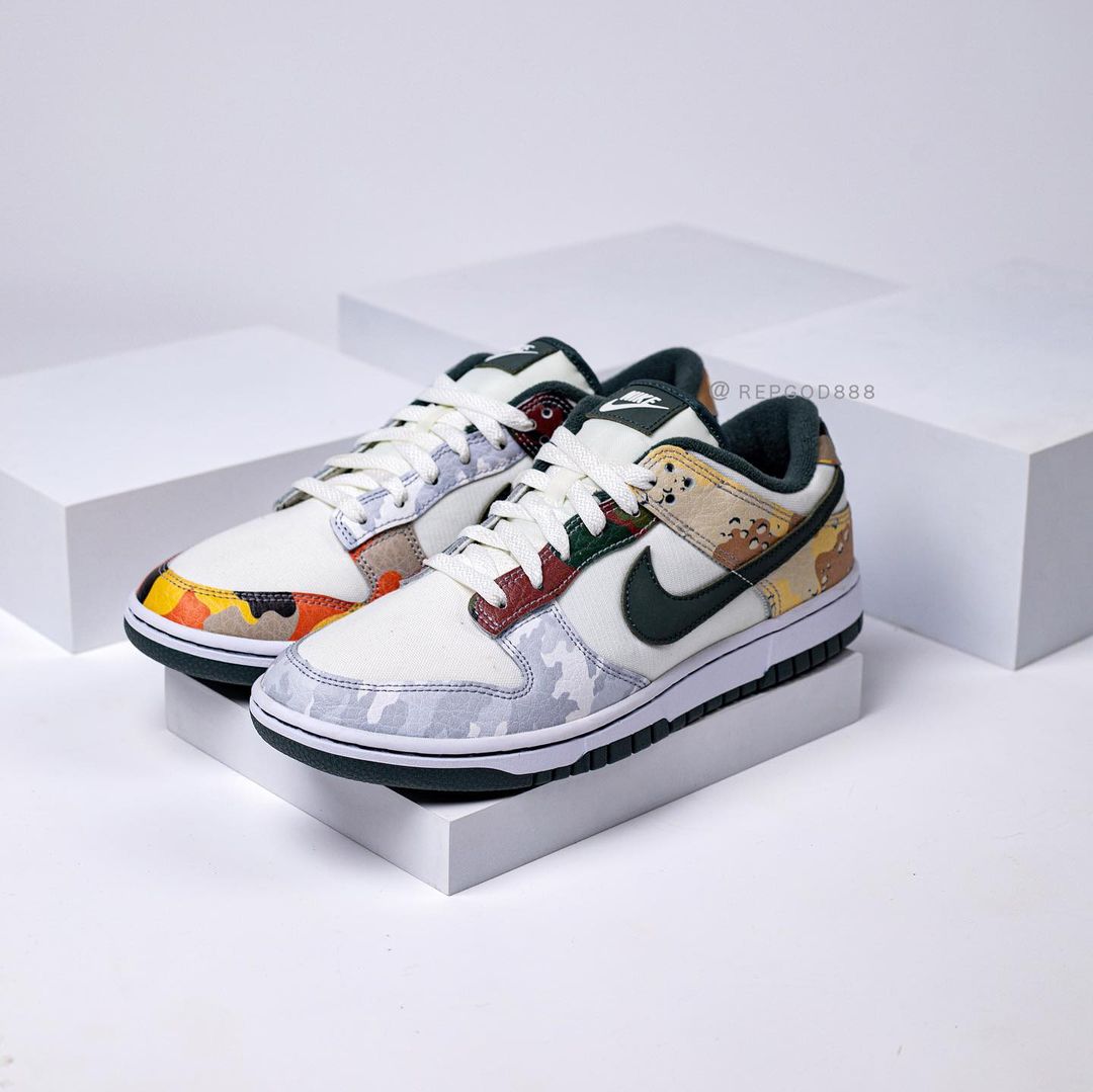 【国内 7/16、7/30 発売】ナイキ ダンク ロー SE “マルチカモ/セイル” (NIKE DUNK LOW SE “Multi Camo/Sail”) [DH0957-100]