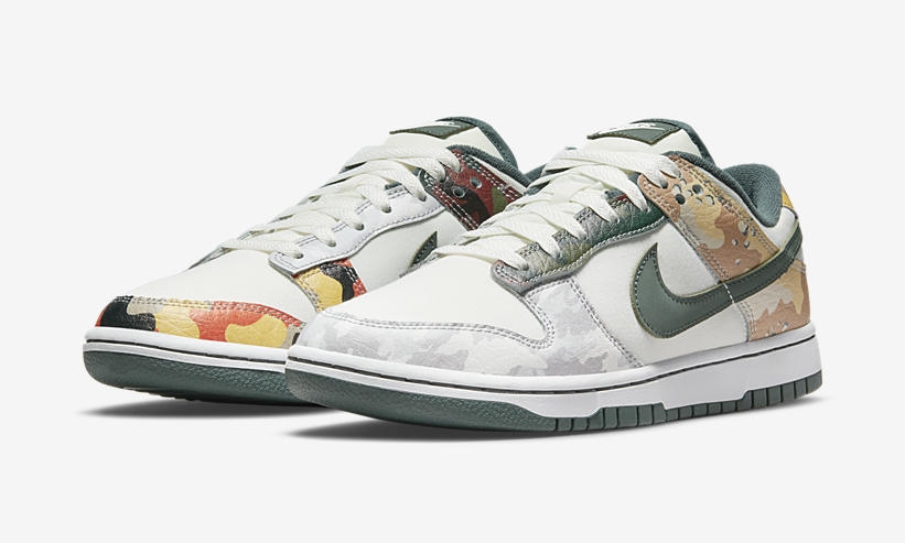 【国内 7/16、7/30 発売】ナイキ ダンク ロー SE “マルチカモ/セイル” (NIKE DUNK LOW SE “Multi Camo/Sail”) [DH0957-100]