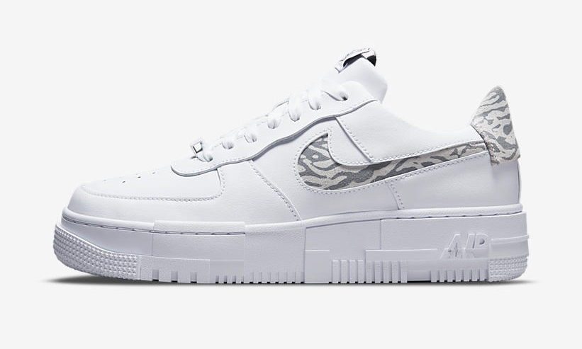 ナイキ ウィメンズ エア フォース 1 ロー ピクセル “ホワイト/アニマルスウッシュ” (NIKE WMNS AIR FORCE 1 LOW PIXEL “White/Animal Swoosh”) [DH9632-100]