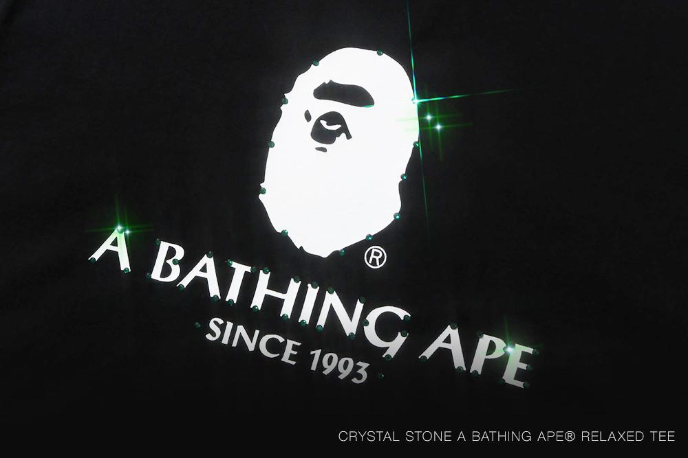 A BATHING APEからCRYSTAL STONEでAPE HEADをかたどった「CRYSTAL STONE A BATHING APE RELAXED TEE」が5/29 発売 (ア ベイシング エイプ)