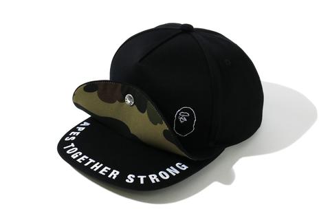 A BATHING APEから1ST CAMOやAPE HEAD、BABY MILO やシャークモチーフを配したスナップバックのダブルバイザーキャップ「DOUBLE VISER SNAP BACK CAP ITEMS」が5/29 発売 (ア ベイシング エイプ)