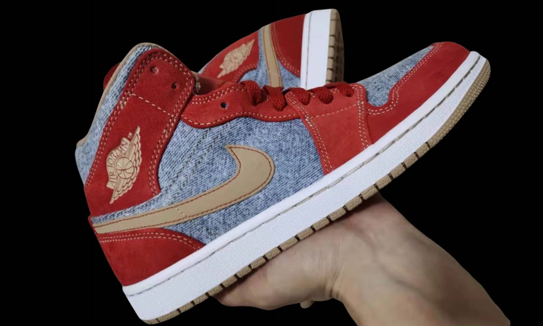 9/7 発売！ナイキ エア ジョーダン 1 ミッド “デニム/グレー/レッド” (NIKE AIR JORDAN 1 MID “Denim/Grey/Red”) [DM4352-600]