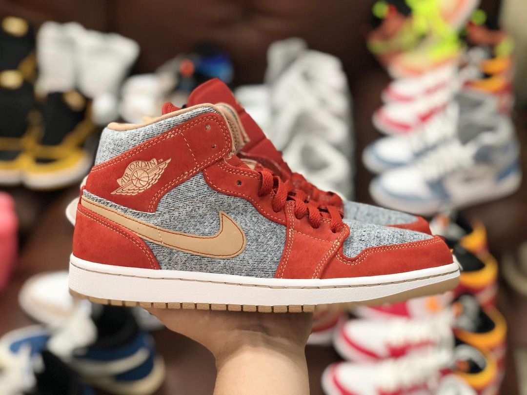 9/7 発売！ナイキ エア ジョーダン 1 ミッド “デニム/グレー/レッド” (NIKE AIR JORDAN 1 MID “Denim/Grey/Red”) [DM4352-600]