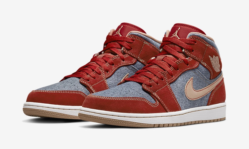 9/7 発売！ナイキ エア ジョーダン 1 ミッド “デニム/グレー/レッド” (NIKE AIR JORDAN 1 MID “Denim/Grey/Red”) [DM4352-600]