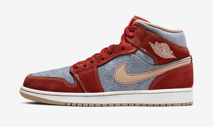 9/7 発売！ナイキ エア ジョーダン 1 ミッド “デニム/グレー/レッド” (NIKE AIR JORDAN 1 MID “Denim/Grey/Red”) [DM4352-600]