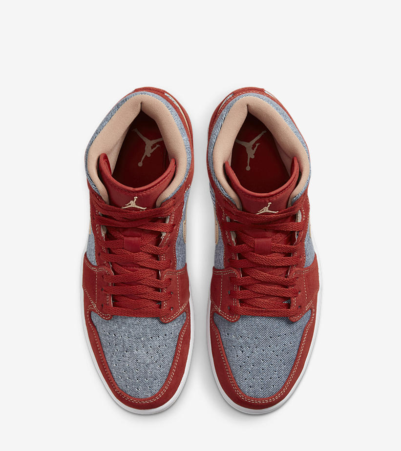 9/7 発売！ナイキ エア ジョーダン 1 ミッド “デニム/グレー/レッド” (NIKE AIR JORDAN 1 MID “Denim/Grey/Red”) [DM4352-600]