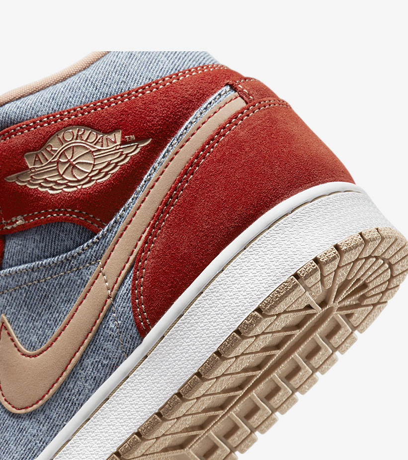 9/7 発売！ナイキ エア ジョーダン 1 ミッド “デニム/グレー/レッド” (NIKE AIR JORDAN 1 MID “Denim/Grey/Red”) [DM4352-600]