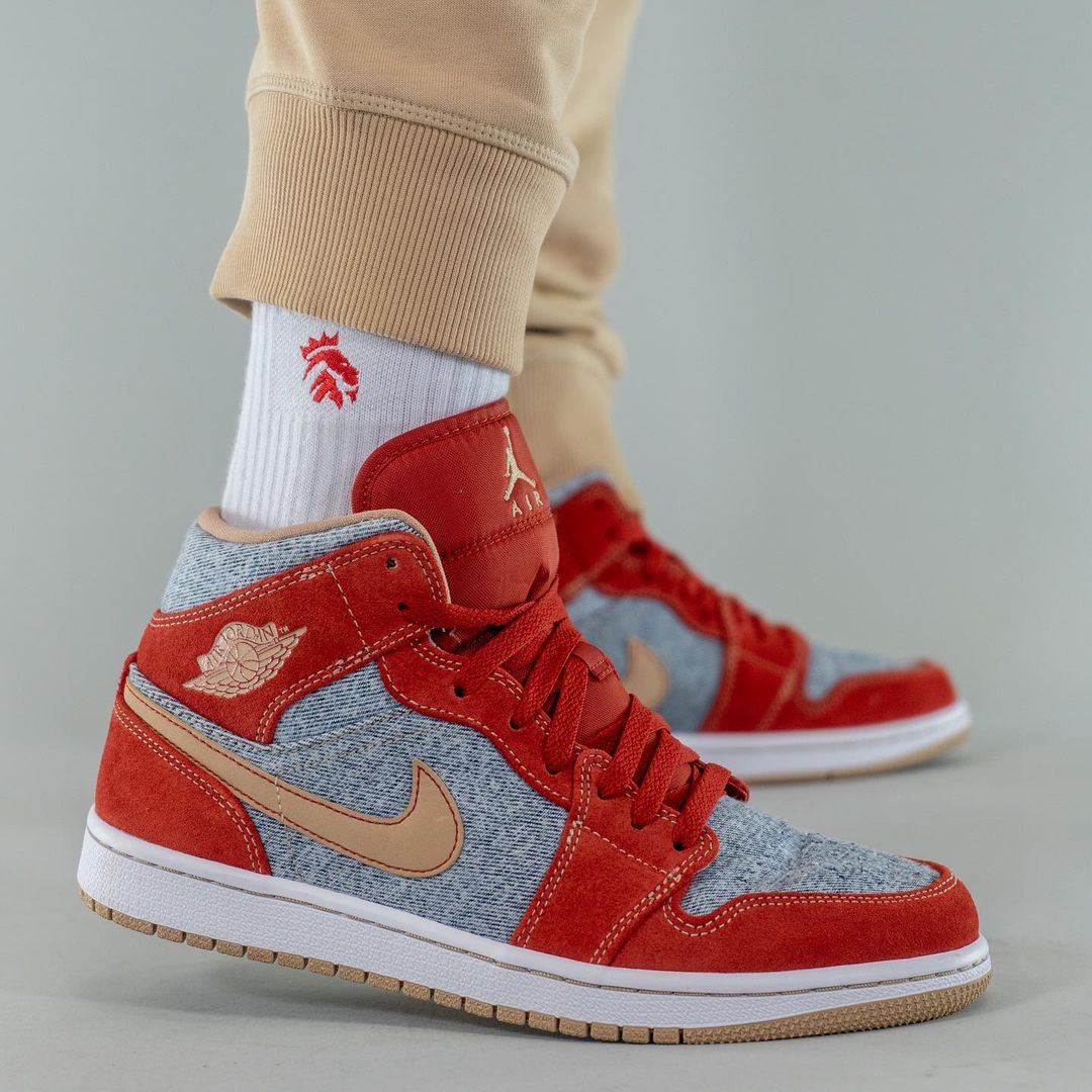 9/7 発売！ナイキ エア ジョーダン 1 ミッド “デニム/グレー/レッド” (NIKE AIR JORDAN 1 MID “Denim/Grey/Red”) [DM4352-600]