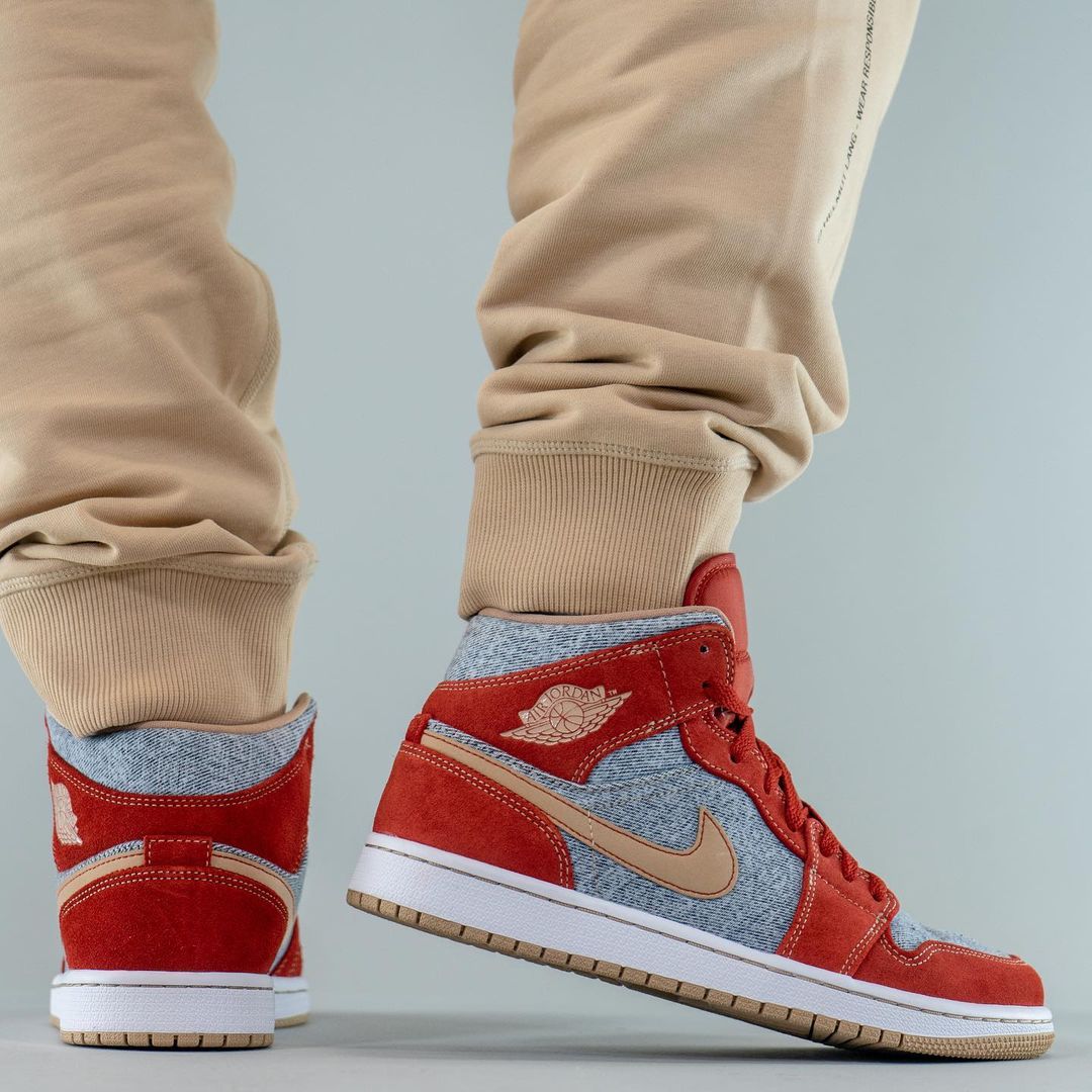 9/7 発売！ナイキ エア ジョーダン 1 ミッド “デニム/グレー/レッド” (NIKE AIR JORDAN 1 MID “Denim/Grey/Red”) [DM4352-600]